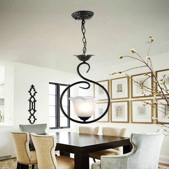 Vintage Iron Glass Dining Room Pendant Lights Fixtures Hallway Pendant Lamp Balcony Foyer Lights