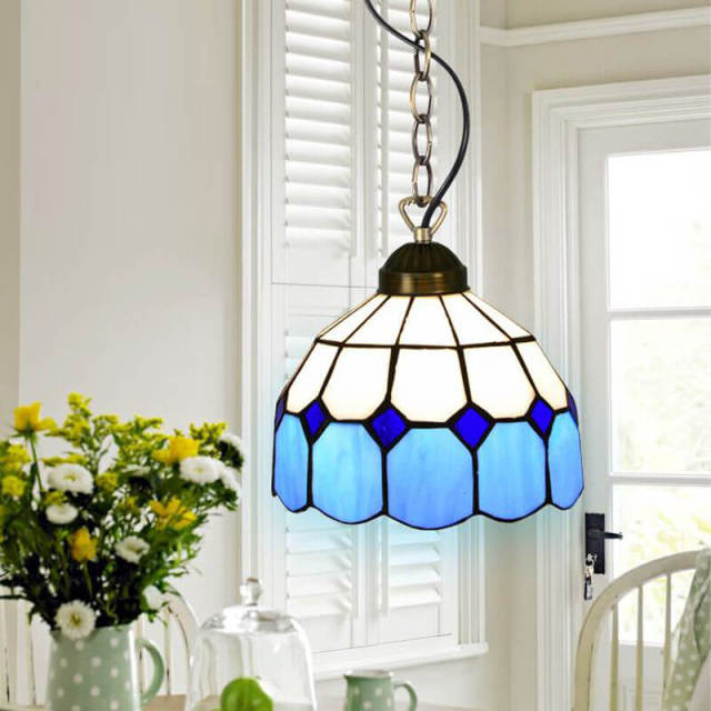 Mediterranean Blue Tiffany Dining Room Pendant Lamp Fashion Cafe Bar Pendant Lamps Balcony Hallway Hanging Light