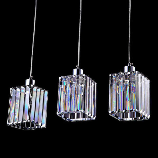 Clear Crystal Dining Room Pendent Lamp Fashion Restaurant Kitchen Pendant Light Cafe Bar Counter Shops Hanging Lights