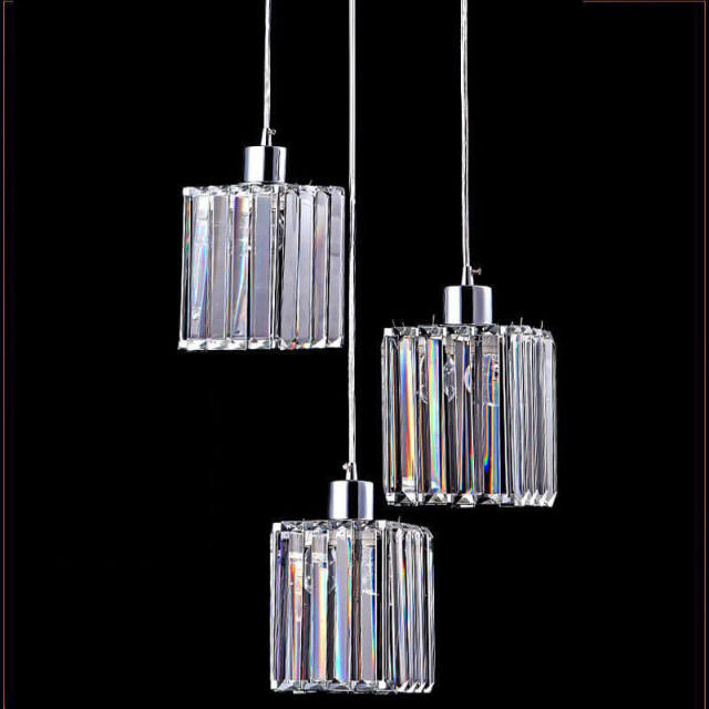 Clear Crystal Dining Room Pendent Lamp Fashion Restaurant Kitchen Pendant Light Cafe Bar Counter Shops Hanging Lights