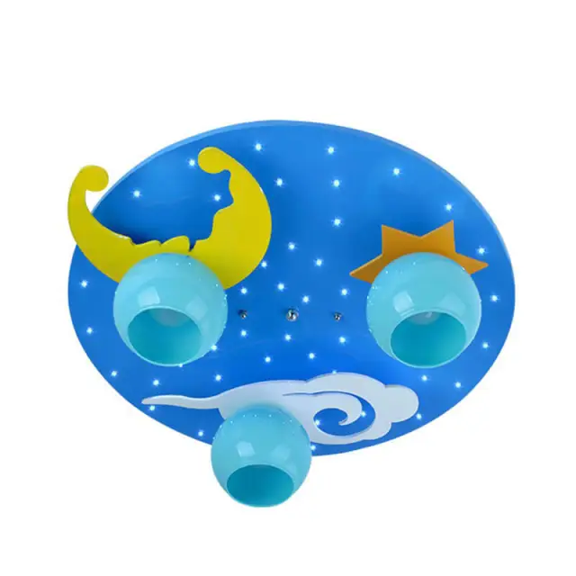 OOVOV Cartoon Blue Star Moon Childrens Bedroom Ceiling Fixtures Safety Baby Room Ceiling Lamp Boy Girl Room Ceiling Light