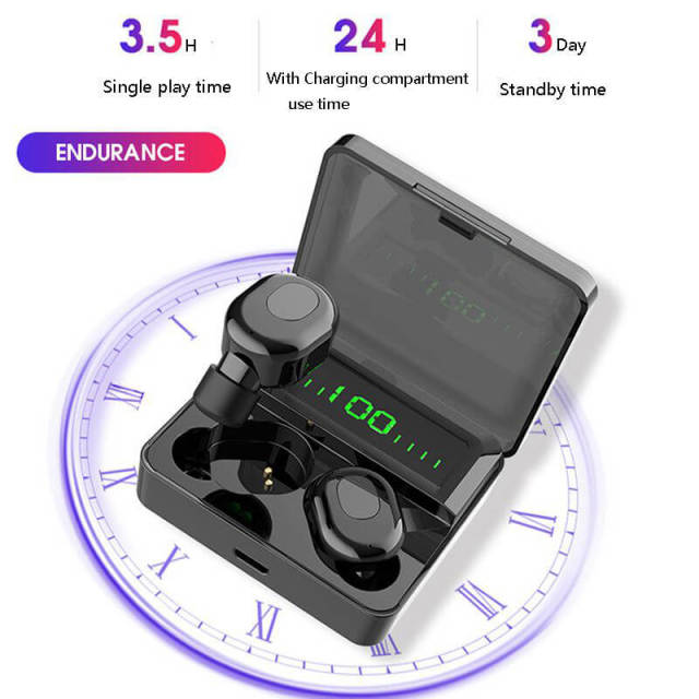 Mini Wireless Earphone Bluetooth V5.0 TWS Wireless Bluetooth Headphones LED Display With 350mAh Power Bank Headset,IPX5 Waterproof