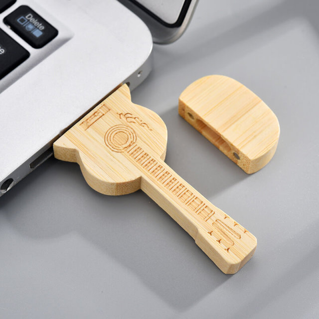 8G Wood Guitar USB Flash Drive USB2.0 Data Traveler DIY Engraving Cute Gifts