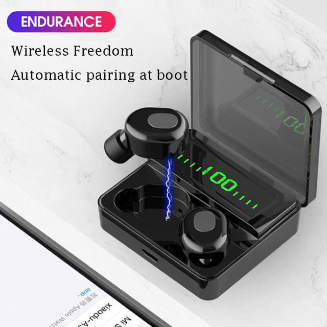 Mini Wireless Earphone Bluetooth V5.0 TWS Wireless Bluetooth Headphones LED Display With 350mAh Power Bank Headset,IPX5 Waterproof