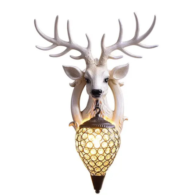 OOVOV Nordic Crystal Antlers Corridor Wall Lights Creative Living Room Study Room Balcony Stairs Wall Lamp