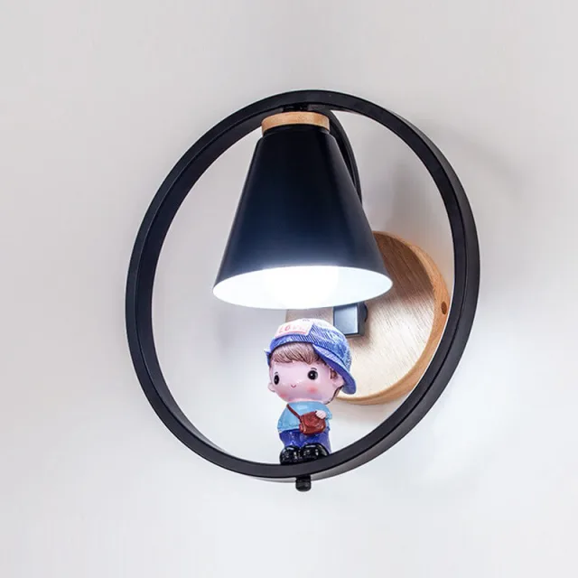 OOVOV Creative Black White Iron Boy Girl Wall Lamps Living Room Bedroom Balcony Corridor Stairs Nordic Wall Lights