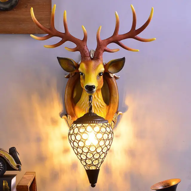 OOVOV Nordic Crystal Antlers Corridor Wall Lights Creative Living Room Study Room Balcony Stairs Wall Lamp