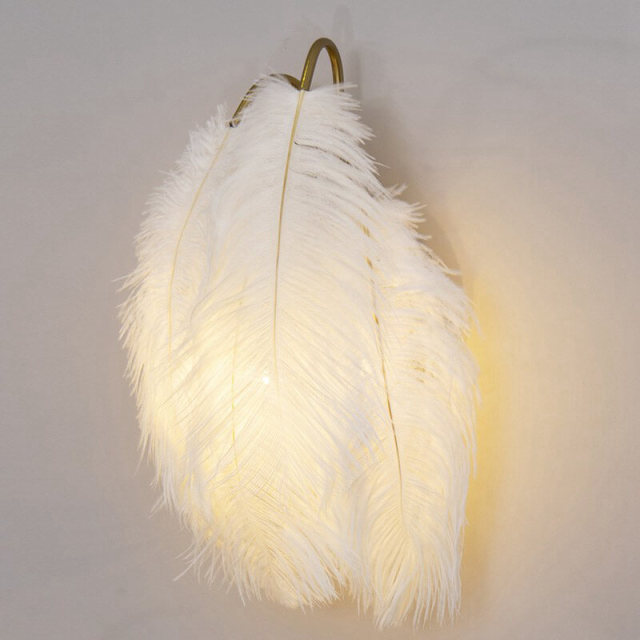 OOVOV Feather Bedsides Wall Lights 1 Light Princess Room Living Room Balcony Corridor Stairs Wall Lamp