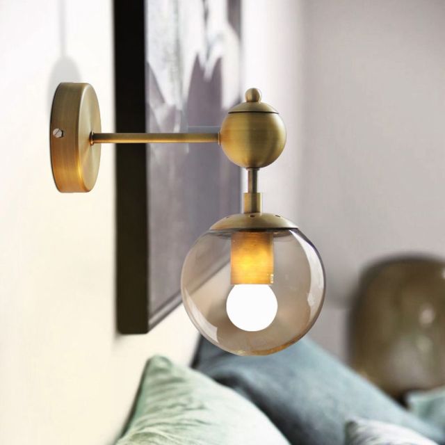 OOVOV Glass Ball Wall Light Sconce Magic Bean Globe Molecular Wall Light Sconce for Restaurant Living Room Bathroom Mirror Headlights Bedside in Gold