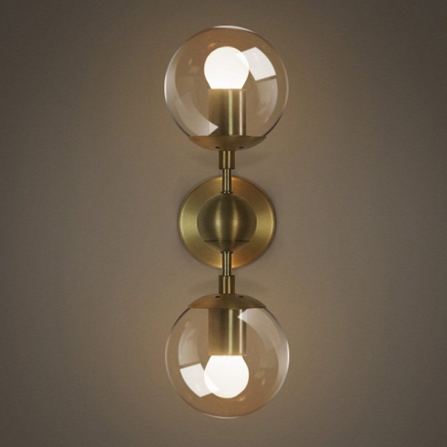 OOVOV Glass Ball Wall Light Sconce Magic Bean Globe Molecular Wall Light Sconce for Restaurant Living Room Bathroom Mirror Headlights Bedside in Gold