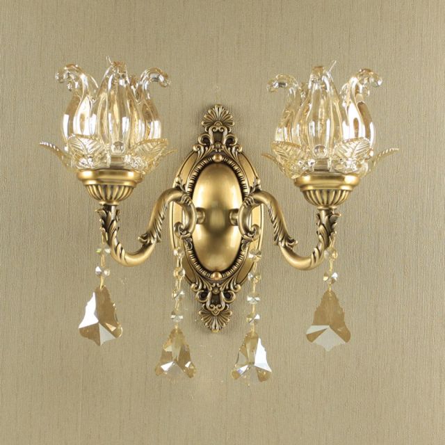 OOVOV Classic Copper Crystal Living Room Wall Light Bedroom Study Room Balcony Hallway Wall Lamps