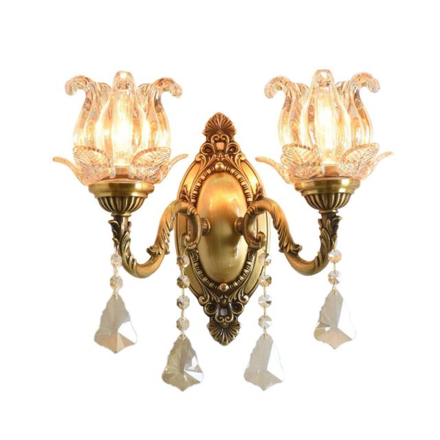 OOVOV Classic Copper Crystal Living Room Wall Light Bedroom Study Room Balcony Hallway Wall Lamps