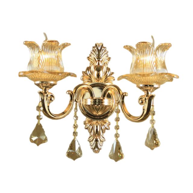 OOVOV Gold Crystal Wall Lights 2 Lights Bedroom Living Room Study Room Balcony Corridor Wall Lamp Wall Sconces