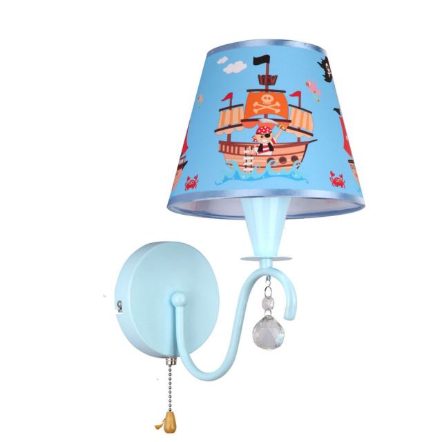 OOVOV Wall Sconces Cartoon Wall Light With Fabric Lampshade and Rope Switch For Baby Room Boys Girls Room Bedroom Bedside