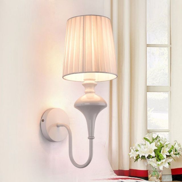 OOVOV Living Room Wall Lamp Wall Light With Fabric Lampshade For Study Room Bedroom Bedside Hallway E27