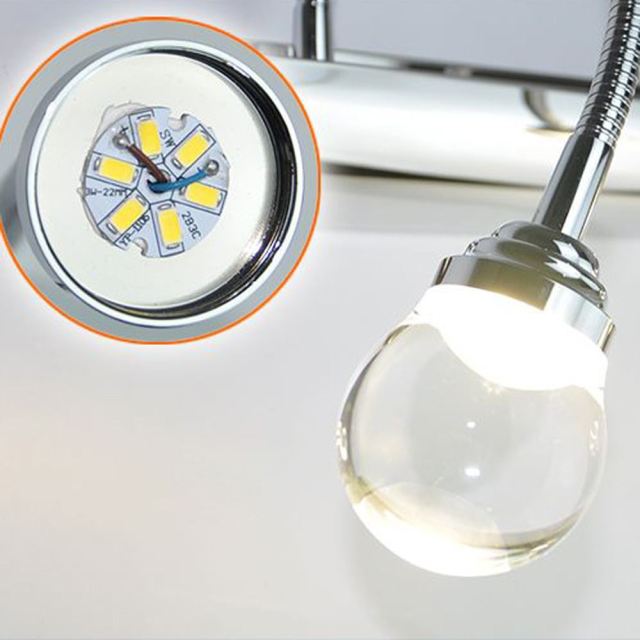 OOVOV LED Vanity Light Fixtures Adjustable Stainless Steel Hose Mirror Lights Bathroom Washroom Dresser Make-up Wall Lamp Sconces