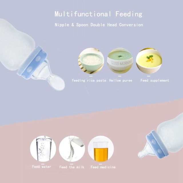 Baby Bottle 180ml Squeeze Type Silicone Food Supplement Feeding Bottle