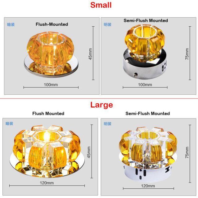 Modern Pumpkin Crystal LED Hallway Corrider Ceiling Lamp Flower Crystal Porch Living Room Ceiling Light Semi Flush Mounted Ceiling Lights