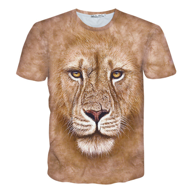 OOVOV Unisex 3D Animal Print Tees Print Casual Funny Graphic T-Shirts for Men Women