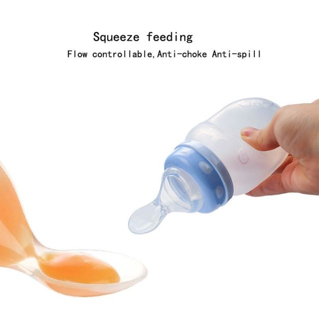 Baby Bottle 180ml Squeeze Type Silicone Food Supplement Feeding Bottle