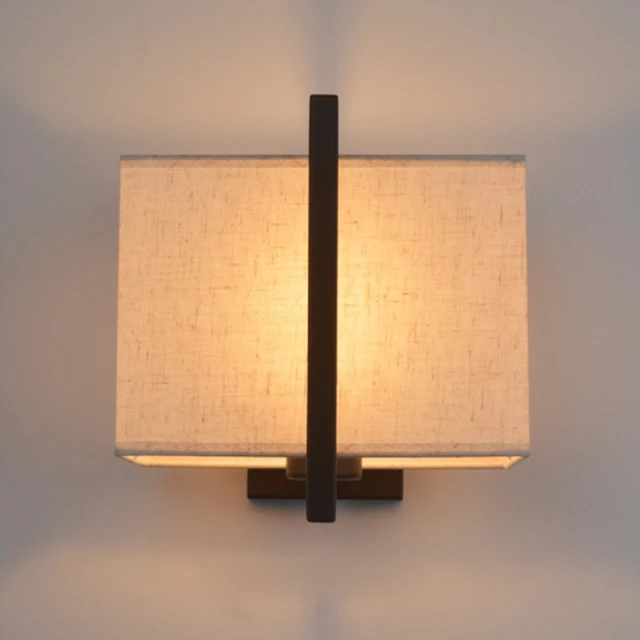 OOVOV Chinese Style Cloth Wall Light Simple Black Wall Sconces With Fabric Lampshade for Living Room Bedroom Balcony Aisle Stairs