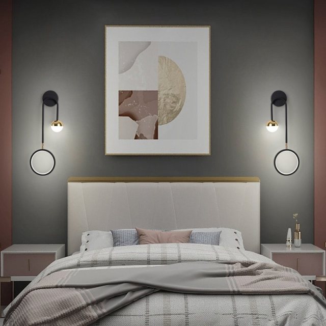 OOVOV Living Room LED Wall Lamp Fashion Bedroom Bedsides Wall Light Creative Simple Black Balcony Hallway Wall Lights