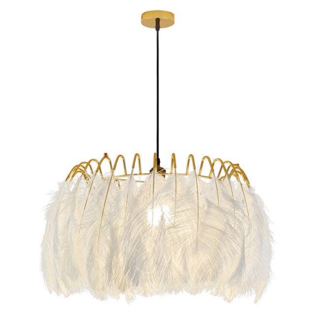 OOVOV White Feather Ceiling Pendant Light Ceiling Lamps Fixtures 19.7 Inch E27 for Childrens Room Living Room Bedroom