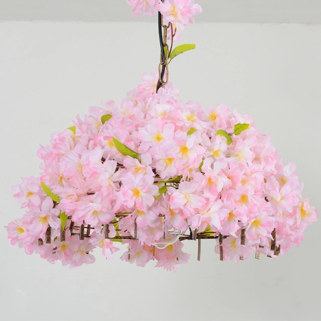 OOVOV Creative Flowers Pendant Lights Lamp Pink Iron Fabric Pendant Lighting for Girls Room Restaurant Corridor Balcony Shop Fixtures Chandelier