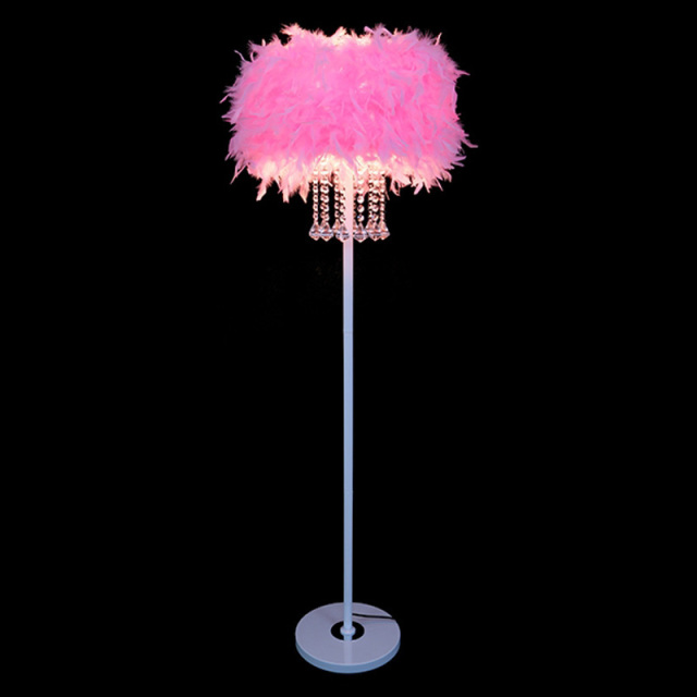 OOVOV Feather Floor Lamp Simple Crystal Floor Lamp Height 59.1&quot;