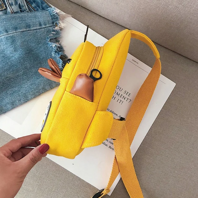 OOVOV Mini Chest Bag For Women,Canvas Bag Female Messenger Bag,Cute Duck Shape Crossbody Bag,Small,Light and Portable.