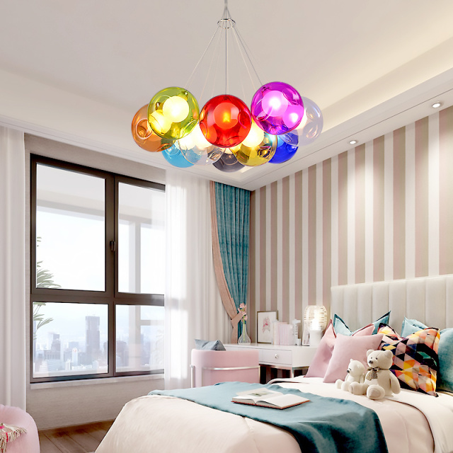 Nordic Colorful Bubble Glass Pendant Lights Adjustable Dining Room Glass Soapsuds Ceiling Pendant Light Soap Bubble Party Bar Bedroom Art Deco Luminai