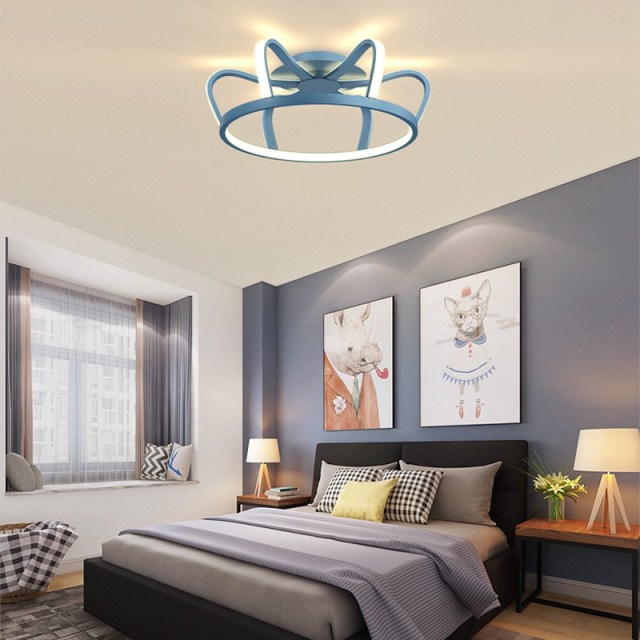 OOVOV LED Flush Mount Ceiling Light Chandeliers Modern LED Light Fixture Crown Shape Lighting for Kids Child Room Bedroom Living Room 46cm