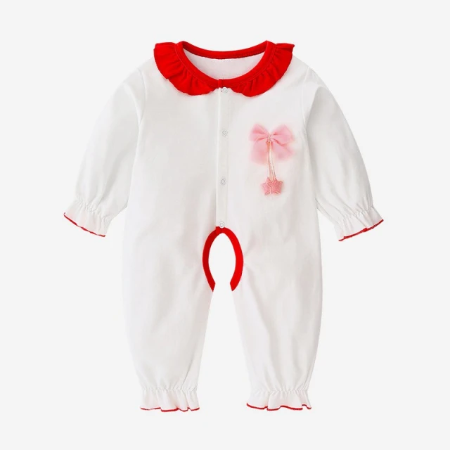 OOVOV Baby Girl Jumpsuit Cute Cotton Romper Baby and Toddler Long Sleeve Bodysuits Spring and Autumn Sleep and Play Clothes