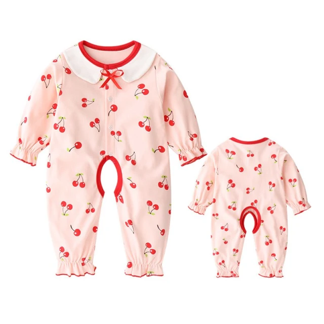 OOVOV Baby Girl Jumpsuit Cute Cotton Romper Baby and Toddler Long Sleeve Bodysuits Spring and Autumn Sleep and Play Clothes