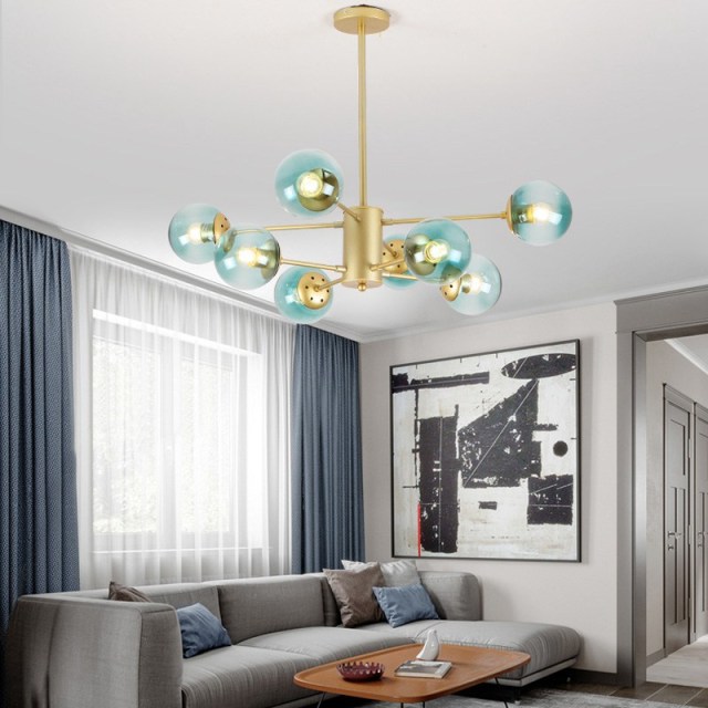 OOVOV Living Room Chandelier Glass Ball Pendant Light Modern Style Ceiling Lights Fixture for Bedroom Restaurant Store