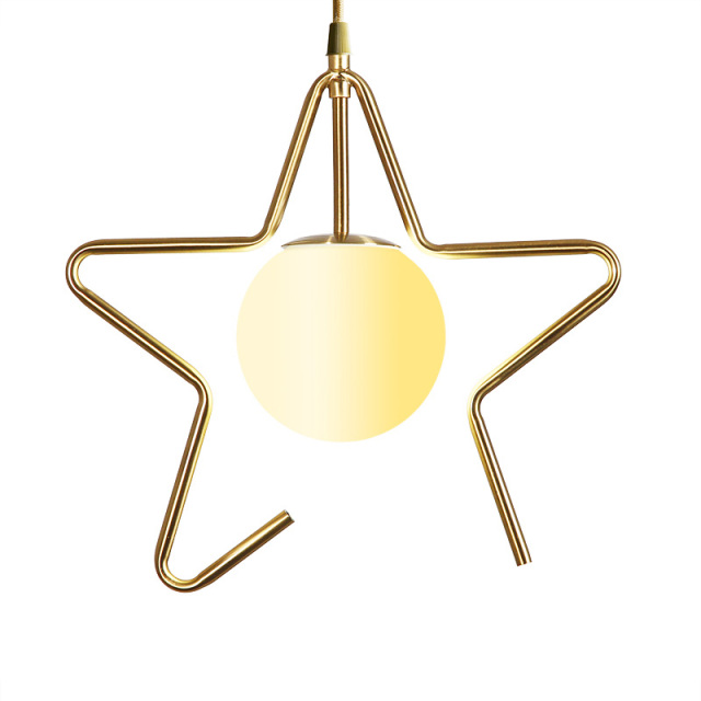 OOVOV Gold Iron Hanging Lamp Simple Star Round Home Chandeliers For Restaurant Balcony Entrance Corridor