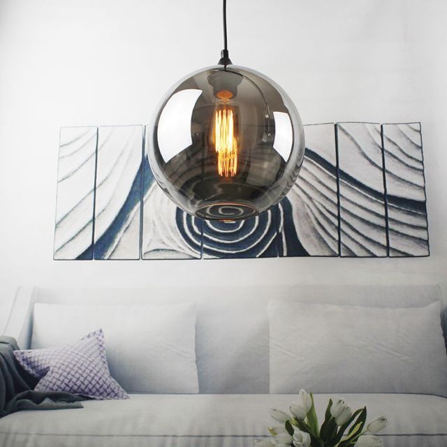 OOVOV Glass Pendant Light Modern Kitchen Pendant Lighting with Colored Lamp Shade Glass Hanging Pendant Ceiling Light Fixture for Living Room Bedroom