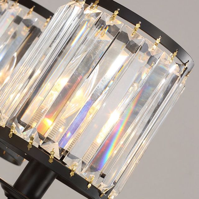 OOVOV Crystal Chandelier-Fashion Black Iron Crystal Restaurant Pendant Lighting Bedroom Study Room Pendant Lamp