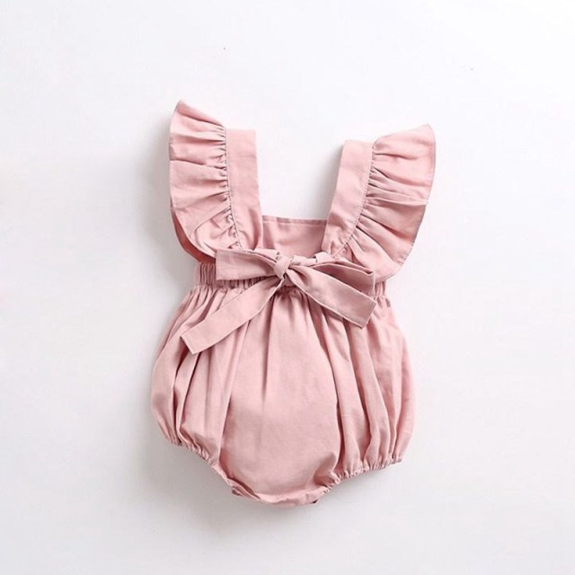 OOVOV Toddler Baby Girl Ruffled Rompers Sleeveless Cotton Romper Bodysuit Jumpsuit Baby Summer Clothes