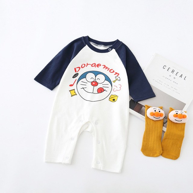 OOVOV Baby Romper Jumpsuit Cotton Unisex Baby Boys Pajamas Girls Cartoon One-Piece Coverall Spring Autumn Long Sleeve