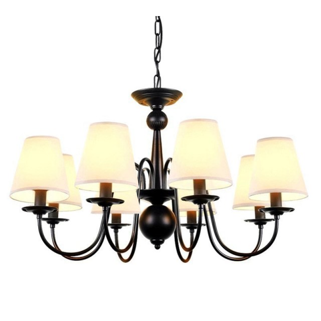 OOVOV Modern Living Room Iron Cloth Chandelier Black E14 Study Room Restaurant Bedroom Pendant Light Lamps