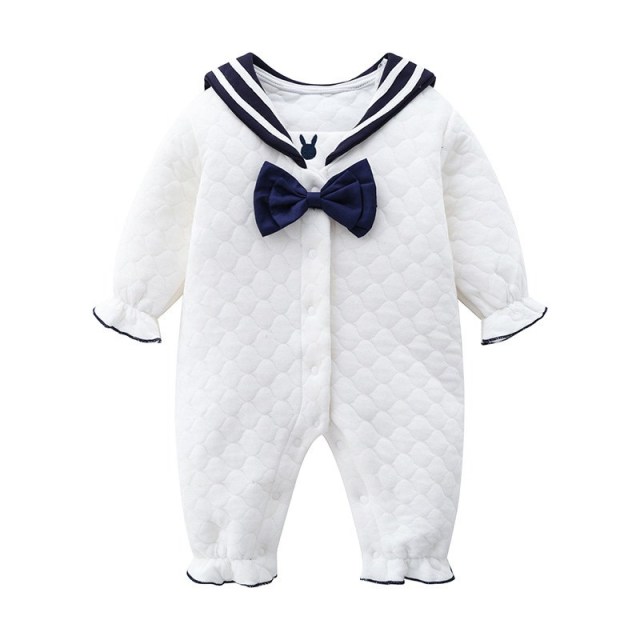 OOVOV Unisex Baby Cotton Warm Pajamas Jumpsuit Navy style Long Sleeve Infant Winter One Piece Bodysuit