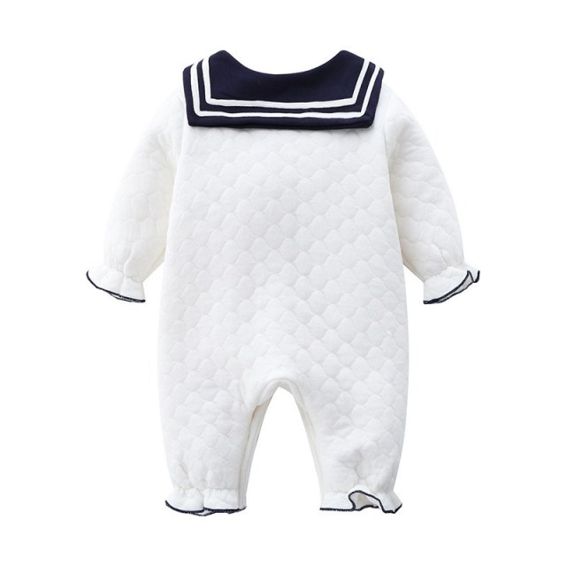 OOVOV Unisex Baby Cotton Warm Pajamas Jumpsuit Navy style Long Sleeve Infant Winter One Piece Bodysuit