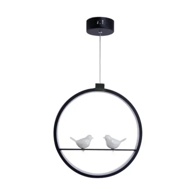 OOVOV Nordic LED Birds Bar Cafe Pendant Light Restaurant Balcony Hallway Pendant Lamp Black White Aluminum Resin