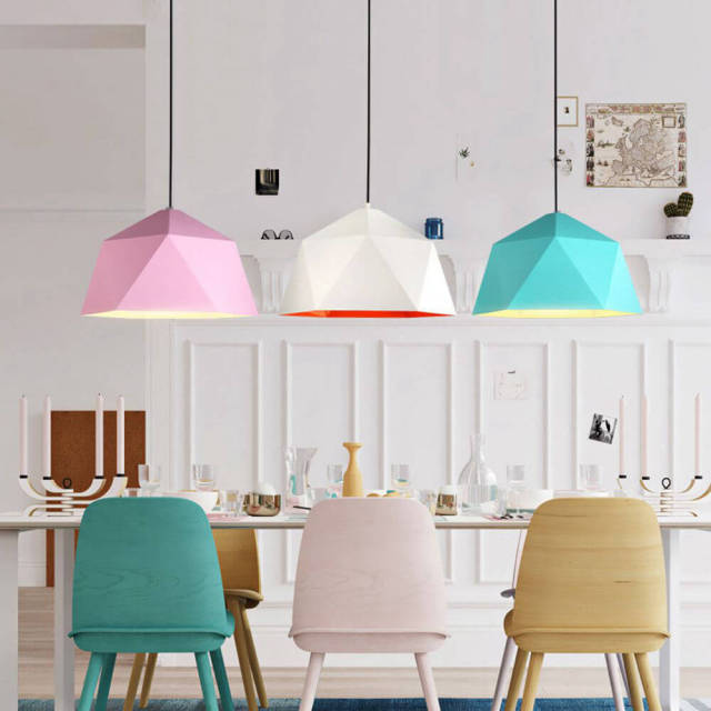 OOVOV Simple Colored Iron Geometry Pendant Lights Creative Restaurant Cafe Bar Balcony Study Room Pendent Lamp