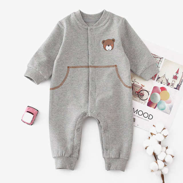 OOVOV Baby Pajamas Jumpsuit,Long Sleeve Infant Snap-button Placket One Piece Bodysuit Spring Clothes