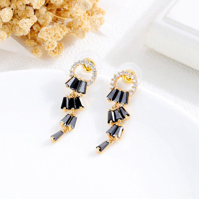 OOVOV Inlaid Zircon Tassel Earrings For Women All-match Long Earrings,Best Gift