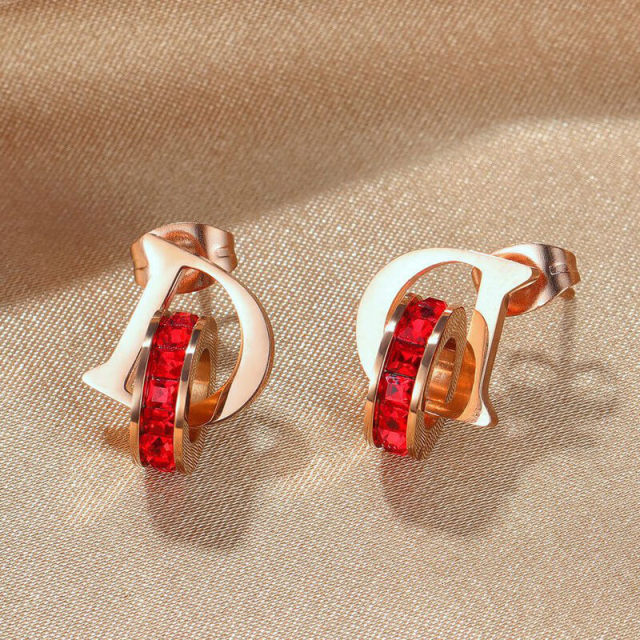 OOVOV Style Design Fashion Rose Gold Stud Earring for Women Girls Jewelry Hoop Earrings