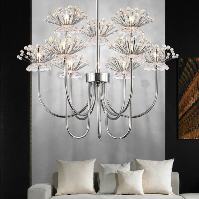 OOVOV Crystal Dandelion Living Room Chandelier Modern Study Room Pendant Lamp Bedroom Pendant Lighting Fixture