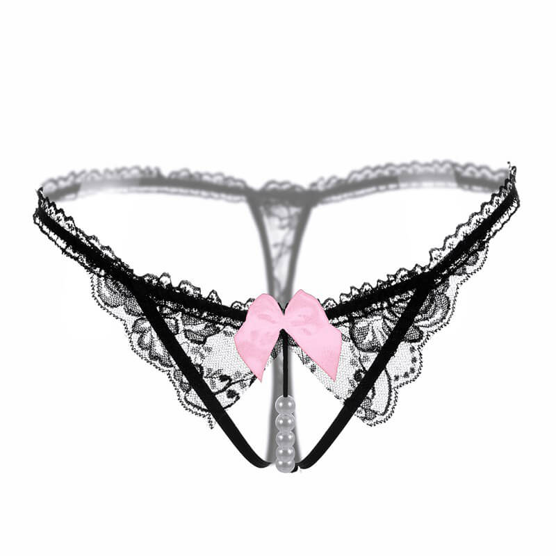 OOVOV Open Crotch Pearl Massage Panties G String Women Sexy Lace Hot Transparent Lingerie With